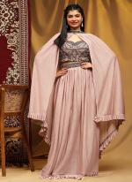 Shimmer Pink Party Wear Embroidery Work Readymade Indo Western